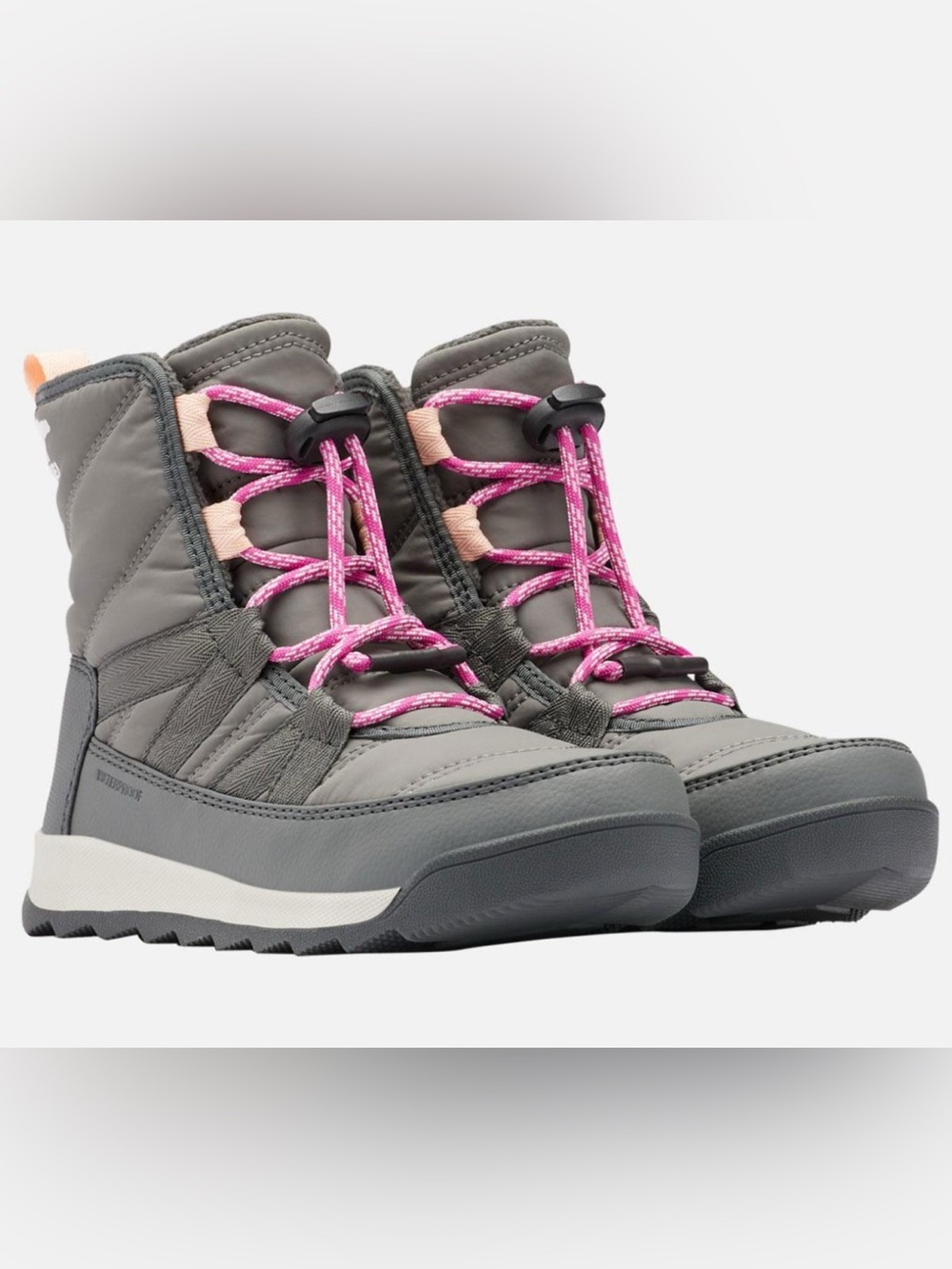 Sorel Gray Winter Boots with Pink Laces